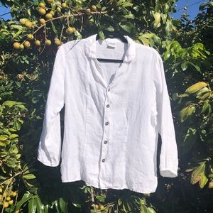 CP shades white linen button up shirt blouse